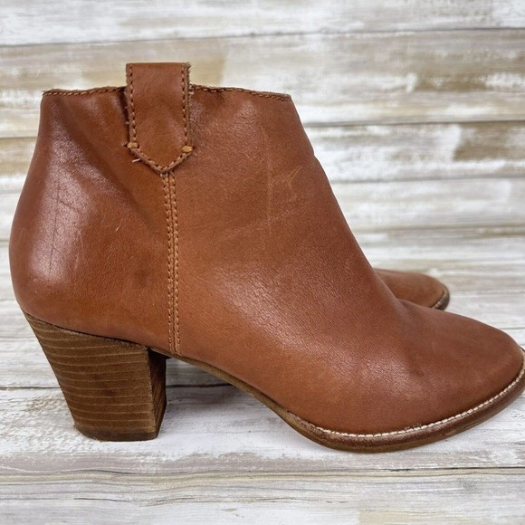 MADEWELL Billie Ankle Boots Brown English‎ Saddle Leather Heels Zipper Size 7 - Picture 7 of 13